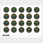 Sticker Rond Famille Réunion Camping Voyage Bois | Nom personna (Feuille)