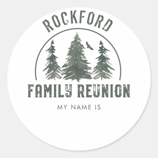 Sticker Rond Famille Réunion Forêt rustique MON NOM EST (Devant)