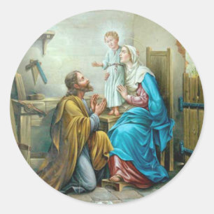 Sticker Rond Famille sainte Jésus Mary St Joseph religieux