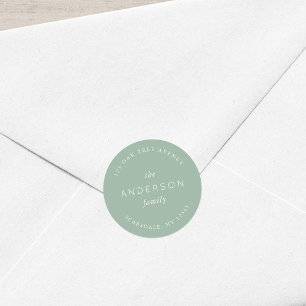 Sticker Rond Famille Sauge Claire Nom Adresse de Retour