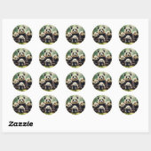 Sticker Rond "Famille Serene Panda dans l'autocollant forestier (Feuille)