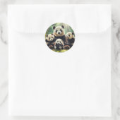 Sticker Rond "Famille Serene Panda dans l'autocollant forestier (Sac)