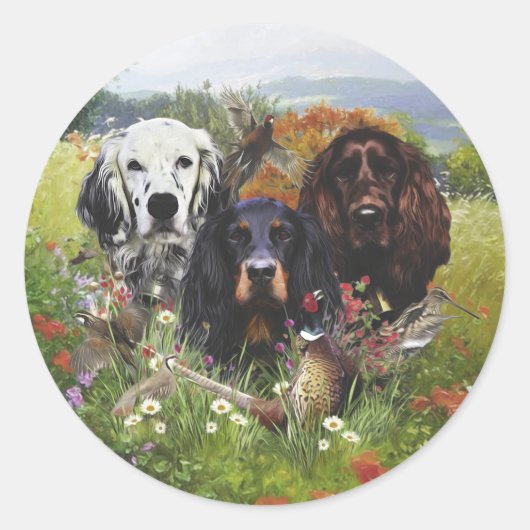 Sticker Rond Famille Setters (Devant)