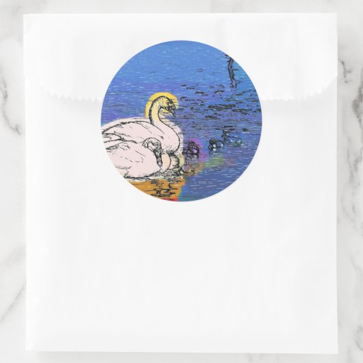 STICKER ROND FAMILLE SWAN (Sac)