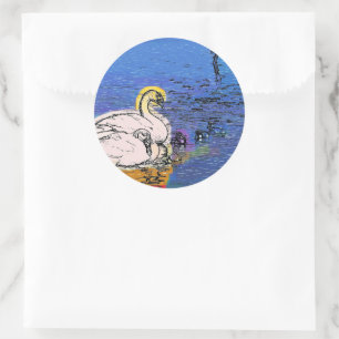 STICKER ROND FAMILLE SWAN