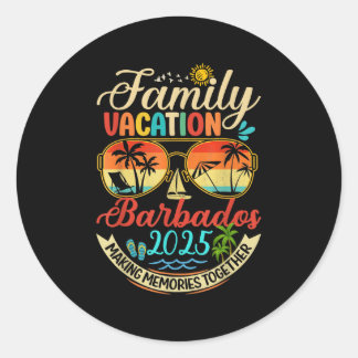 Sticker Rond Famille Vacances Barbade 2025 Souvenirs Famille Su