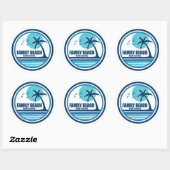 Sticker Rond Family Beach Caroline du Sud Palm Tree Birds (Feuille)