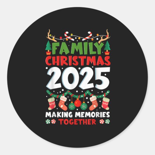 Sticker Rond Family Christmas 2025 Matching Family Christmas Xm (Devant)