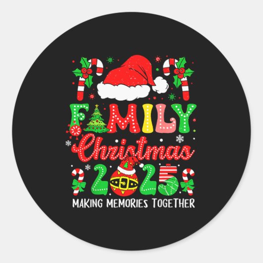 Sticker Rond Family Christmas 2025 Matching Family Christmas Xm (Devant)