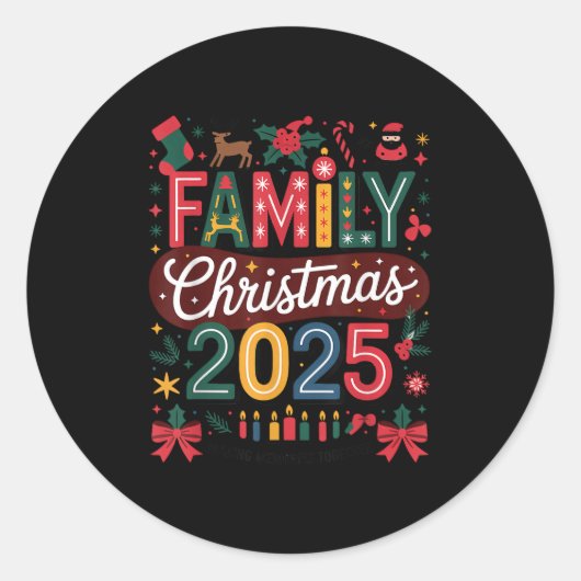 Sticker Rond Family Christmas 2025 Squad Santa Elf Xmas Matchin (Devant)