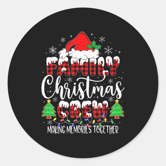 Sticker Rond Family Christmas Crew Making Memories Matching Paj (Devant)