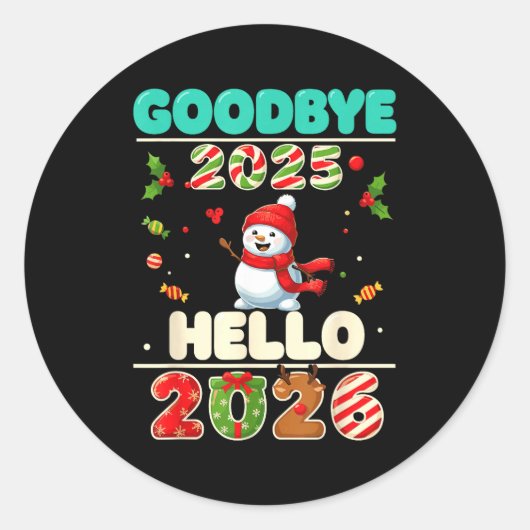 Sticker Rond Family Christmas Shirts Matching 2025, Funny Nye H (Devant)