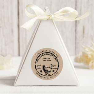 Sticker Rond Family Coop Hen Fresh Oeufs Return Adresse