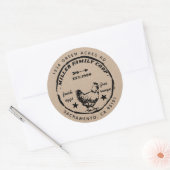 Sticker Rond Family Coop Hen Fresh Oeufs Return Adresse (Enveloppe)