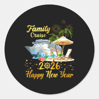 Sticker Rond Family Cruise 2026 Happy New Year 