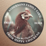 Sticker Rond Family Farm Custom Funny Chicken Modèle photo<br><div class="desc">Un joli design de photo de poulet. Customisez facilement ces autocollants à votre marque et ajoutez votre propre photo si vous le souhaitez! Conçu avec Zaubershirts -</div>