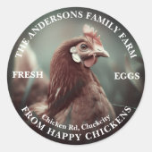 Sticker Rond Family Farm Custom Funny Chicken Modèle photo (Devant)