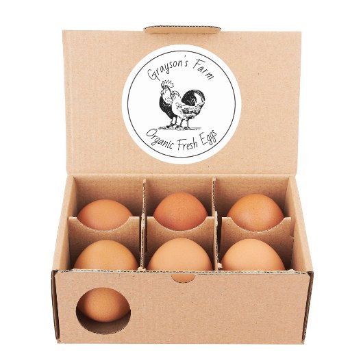 Sticker Rond Family Farm Organic Fresh Eggs