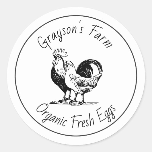 Sticker Rond Family Farm Organic Fresh Eggs (Devant)