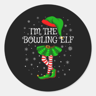 Sticker Rond Family Matching Women Girls I'm The Bowling Elf Ch