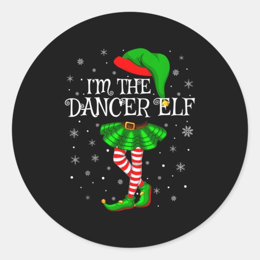 Sticker Rond Family Matching Women Girls I'm The Dancer Elf Chr (Devant)