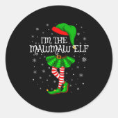Sticker Rond Family Matching Women Girls I'm The Mawmaw Elf Chr (Devant)