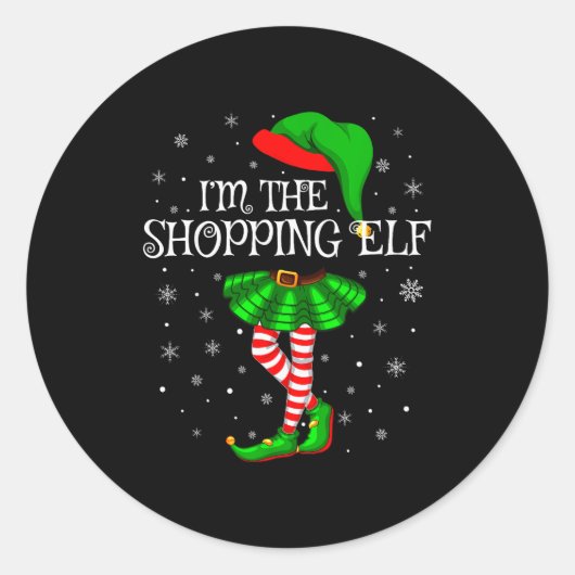 Sticker Rond Family Matching Women Girls I'm The Shopng Elf Chr (Devant)