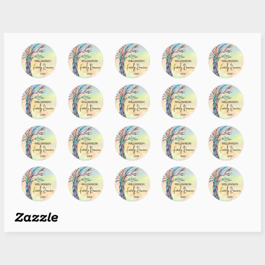 Sticker Rond Family Reunion ArArArArArArArArArArArArbre Familia (Feuille)