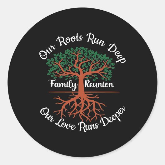 Sticker Rond Family Reunion Our Roots Run Deep Tree (Devant)