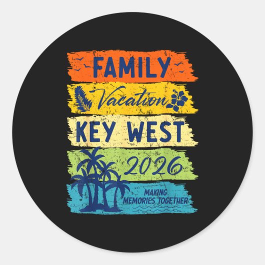 Sticker Rond Family Vacation 2026 Key West Matching Summer Vaca (Devant)