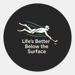 Sticker Rond Fan de hockey subaquatique Puck Ouais Plus cool qu