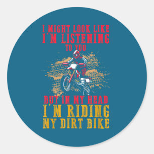 Sticker Rond Fan de Motocross Extrême Pilote de Moto Cross Fun