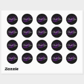 Sticker Rond Fancy Calligraphie Violet Monogramme Merci (Feuille)