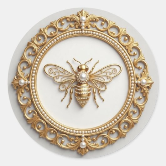 Sticker Rond Fancy Gold and Pearl Bee (Devant)