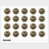 Sticker Rond Fancy Gold Honey Bee (Feuille)