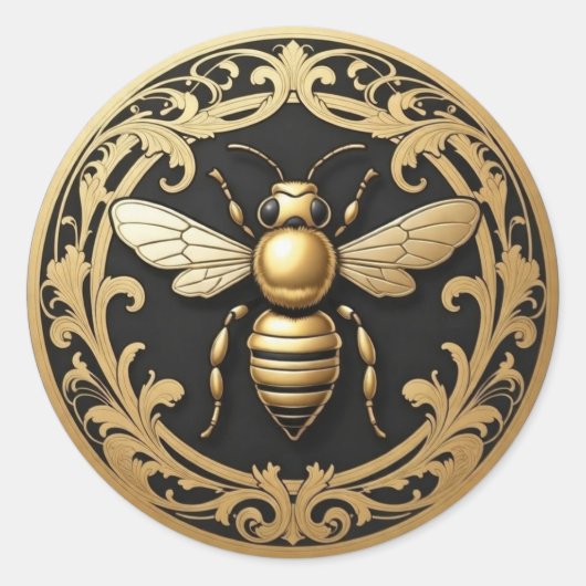 Sticker Rond Fancy Gold Honey Bee (Devant)