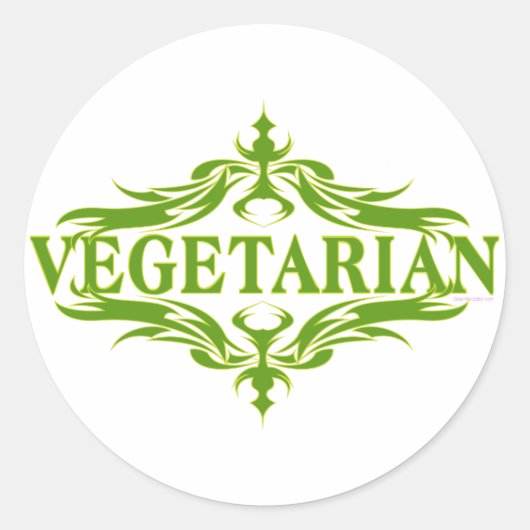 Sticker Rond Fancy In Green - Végétarien (Devant)
