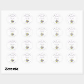 Sticker Rond Fancy Lilac & Yellow Shades Floral Bouquet Wedding (Feuille)