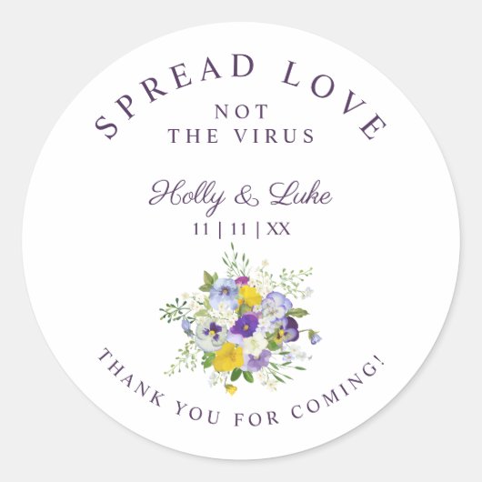 Sticker Rond Fancy Lilac & Yellow Shades Floral Bouquet Wedding (Devant)