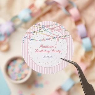 Sticker Rond Fancy Nancy Fête d'anniversaire des filles roses