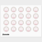 Sticker Rond Fancy One Blush pink Bow birthday Thank you (Feuille)