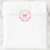 Sticker Rond Fancy One Rose Coquette Bow Premier anniversaire (Sac)