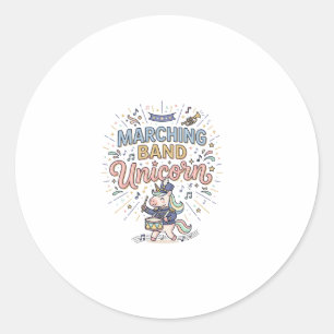 Sticker Rond Fanfare de licorne Marchant Bande Licorne Impressi