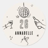 Sticker Rond fantaisie dessinée à la main à la fête des boisson (Devant)