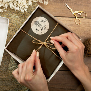 Sticker Rond fantaisie dessinée à la main à la fête des boisson