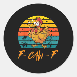Sticker Rond Fantaisie F-caw-f Chemises de poulet, Sunset Vinta