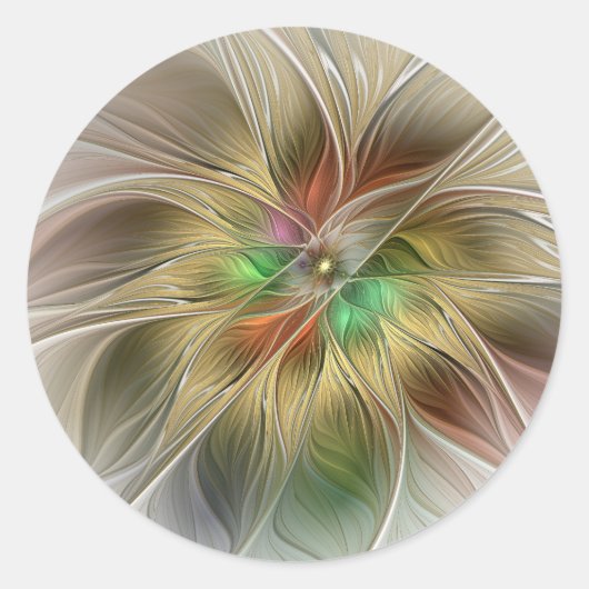 Sticker Rond Fantaisie florale avec fractale abstraite moderne  (Devant)