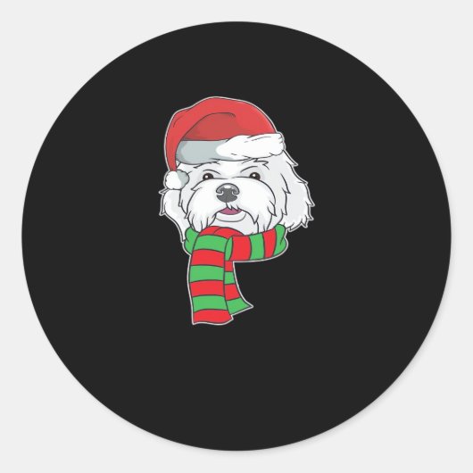 Sticker Rond Fantaisie Noël Chien Noël Noël Noël Noël Chien vac (Devant)