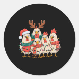Sticker Rond Fantaisie poulets de Noël Lumières ferme animal mi