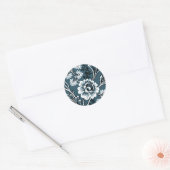 Sticker Rond Fantastic Flowers (Slate Teal) Fine Art (Enveloppe)
